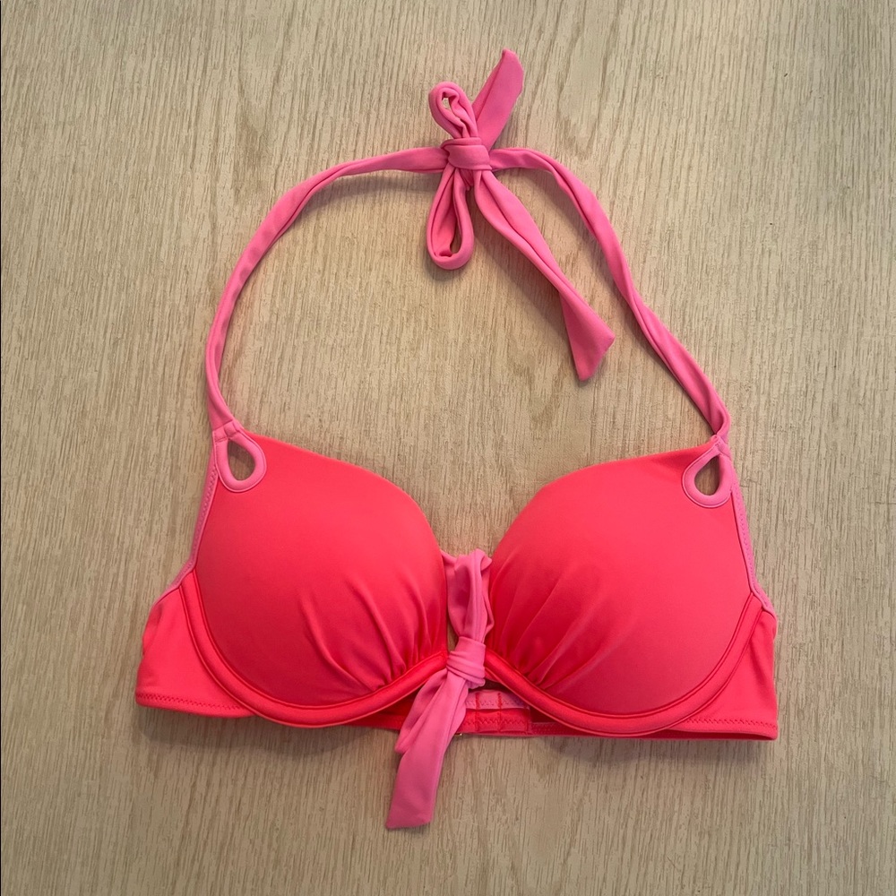 VICTORIA’s SECRET neon pink and coral push up swim top 34B